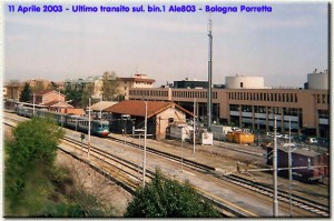 11 aprile 2003: ultimo transito sul primo binario della ALe 803 Bologna-Porretta.